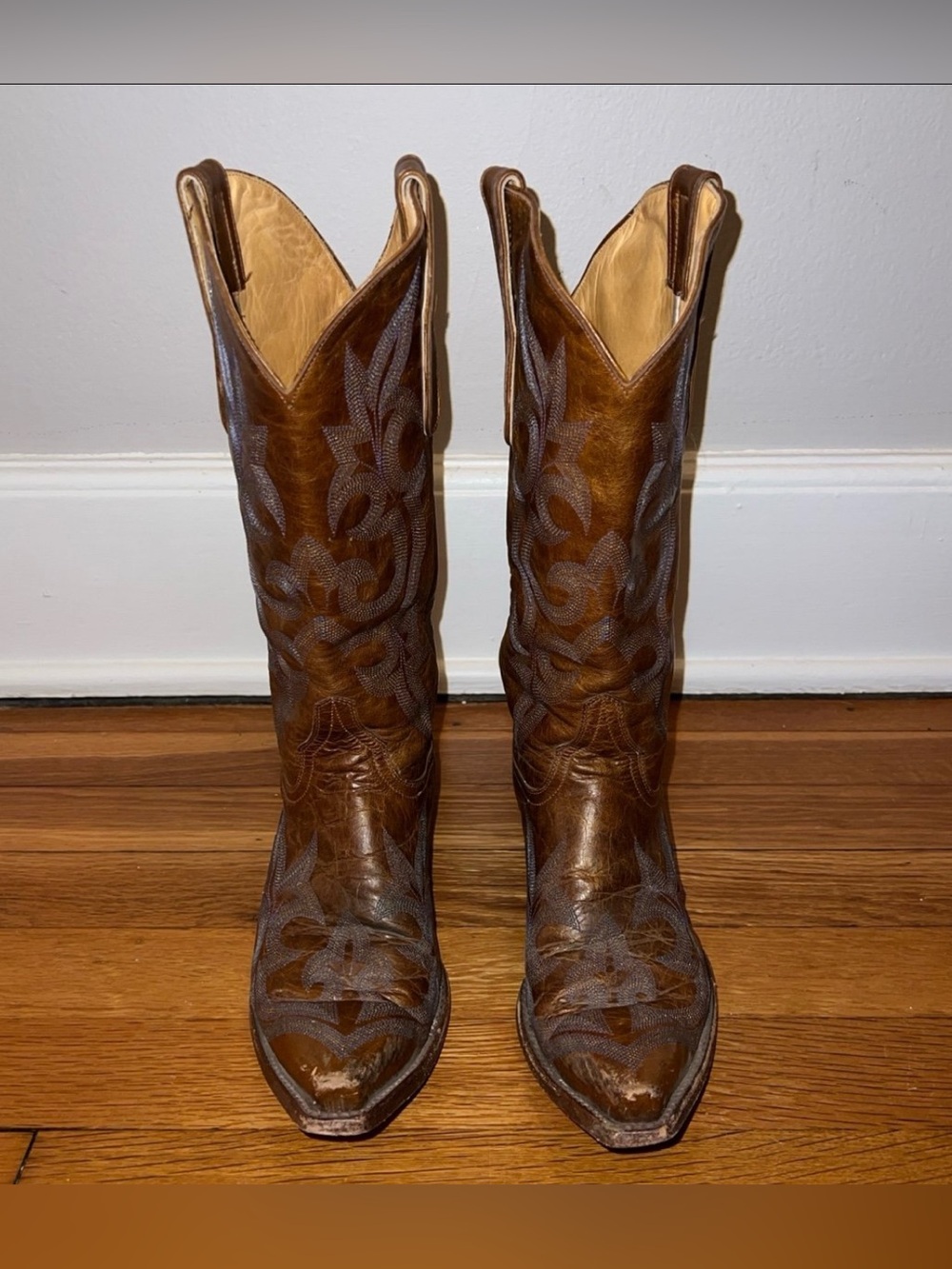 Old Gringo Brown Leather Embroidered Cowboy Boots